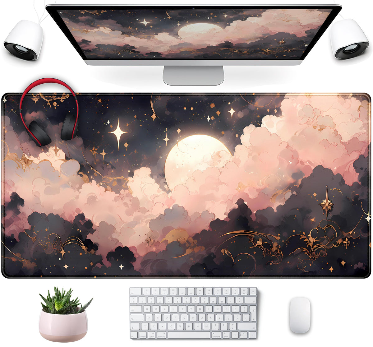 Anime Crow Kawaii Desk Mat Cute Retro Floral Mouse Pad Gaming Desk Pad XXL Large Desk Matt for Desktop Computer Mousepad, Laptop Keyboard Mouse Mat Office Decor Accessories for Women, 31.5x15.75 in