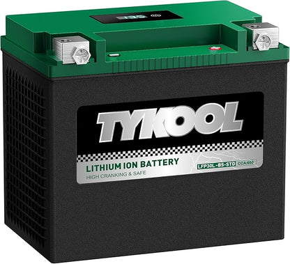 TYKOOL YIX30L-BS-STD (YTX30L-BS),650CCA, Lithium LiFePO4 Motorcycle Battery 12v,Digital Readout,Fits for BMW,Harley Davidson; ATV,UTV,Snowmobile,Compatible for Polaris,BRP (Can-Am),Arctic Cat