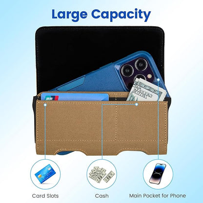 Mopaclle Nylon Phone Holster with Belt Clip for iPhone 17 Pro / 17, iPhone 16 Pro 16,15 Pro 15, iPhone 14, 14 Pro,13 Pro,Samsung Galaxy S25 S24 S23, S22,S21,Premium Cell Phone Belt Holder Pouch Cover