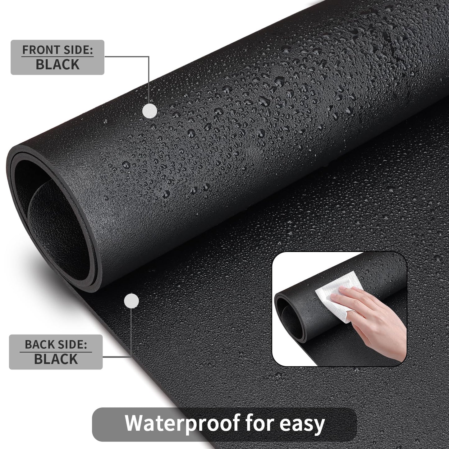 KINGFOM Desk Pad Office Desktop Protecter, PU Leather Desk Mat Blotters Organizer with Comfortable Writing Surface (47.2" x 23.6", Black)