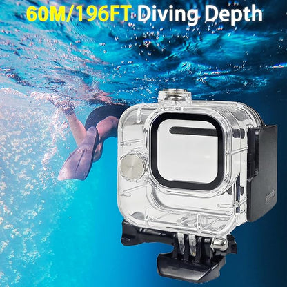 FitStill 60M/196FT Underwater Waterproof Protective Case Compatible for Go Pro HERO11 Black Mini,Monopod Floating Hand Grip Dive for Hero 11 MINI Action Camera Accessory Kit