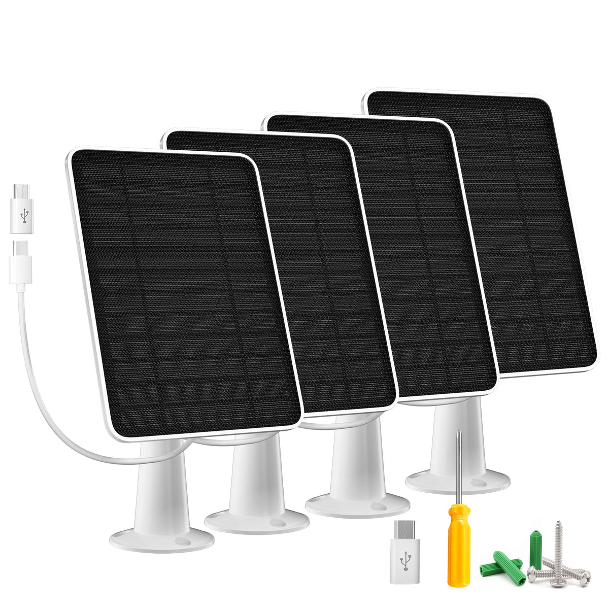 Solar Panel Charger Compatible with Arlo Essential 2K Outdoor(2nd Gen)/Essential XL Camera(2nd Gen)/Essential Spotlight, 5W Solar Panel with IP65 Waterproof 10ft Micro USB-C Cable & Wall Mount, 2 Pack