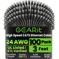 GEARit Cat6 Patch Cables Cat 6 Ethernet Cable 1.5 ft 100-Pack Black