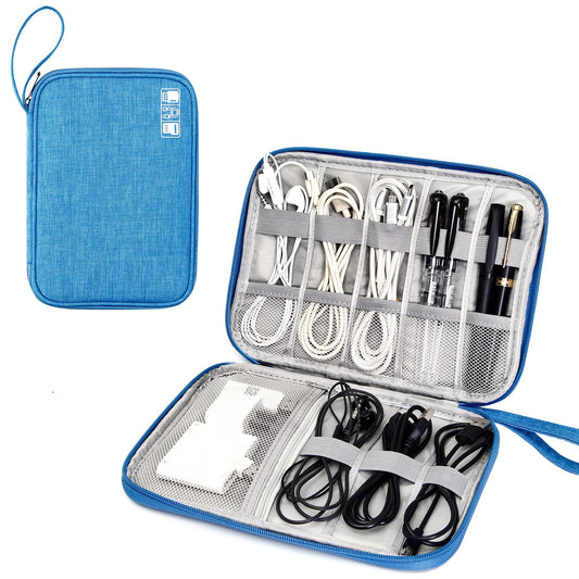 SELLYFELLY Electronics Travel Organizer, Double Layer Cable Organizer Bag Watreproof Electronics Accessories Storage Bag for Cord, Charger, Phone, Power Bank, Hard Drive