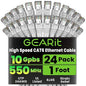GEARit Cat 6 Ethernet Cable (24-Pack 1 Foot) Cat6 Network Patch, 10Gbps, RJ45, Snagless Cord, Gold-Plated Connectors, Internet for PC, TV, Tablet, Router, Printer, Servers, IT Data Center - White