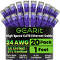 GEARit Cat6 Patch Cables Cat 6 Ethernet Cable 1 ft 20-Pack Purple