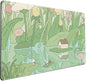 Green Cute Anime Desk Mat Kawaii Cartoon Ducks Gaming Mouse Pad XXL Large Anime Girl Gamer Mousepad Women Office Decor Desk Pad Aesthetic Lotus Leaf Laptop Keyboard Pad Computer Mat 31.5x15.75 in