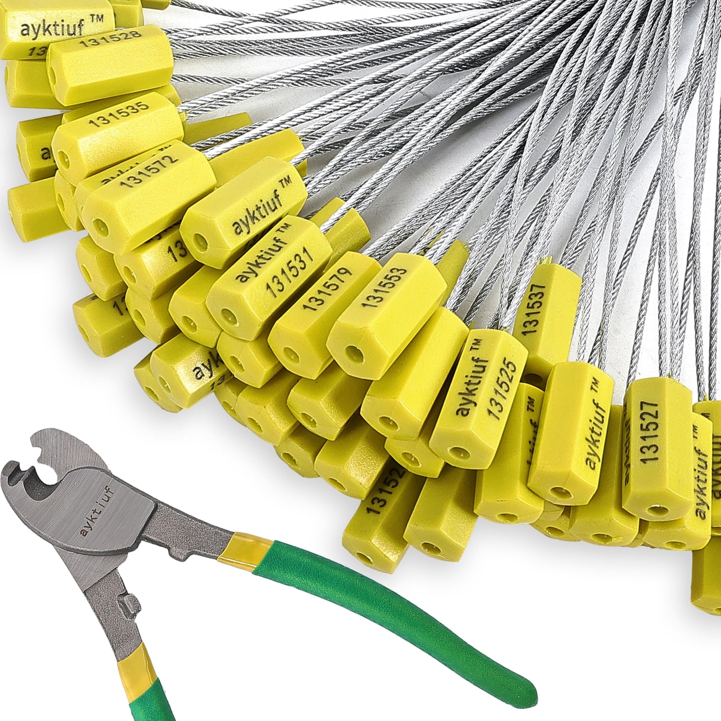 ayktiuf 600 Pieces Security Cable Seals, Metal Number Security Tags for Truck, Trailers, Cargo, Containers, Vans, Oil Tank, Milk Vehicle (Yellow, 600 Pack)