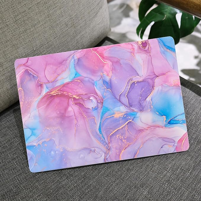 MEEgoodo for M4/M3/M2 MacBook Air 15.3 inch Case 2025 2024 2023, Case Fit Model (A3241/A3114/A2941) for MacBook Air 15 inch, Laptop Hard Shell with Keyboard Cover, Pink Marble Texture