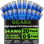 GEARit Cat6 Patch Cables Cat 6 Ethernet Cable 1 ft 20-Pack Purple