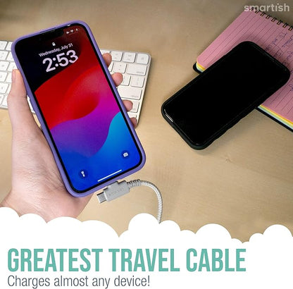Smartish 2 in 1 USB C to USB C/Lightning Cable - Crown Joule - 6 Ft Fabric Wrapped Fast Charging Cord - for iPhone, Galaxy, Pixel - 100W Dual Fast Charger for Phones/Laptops - No. 2 Pencil Gray
