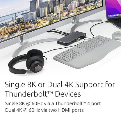 Kensington SD5768T EQ Thunderbolt 4 Docking Station, Dual 4K@60Hz via HDMI/TB4 Ports, 96W Charging, SD/Micro SD Card Slots, Ethernet, Audio, Supports Thunderbolt Share (K35381NA)