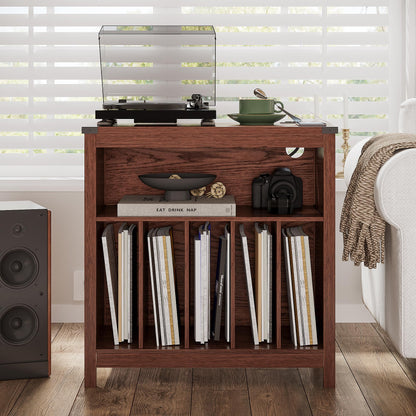 ChooChoo Large Record Player Stand with Charging Station & LED Light