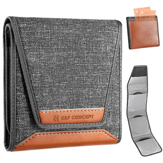 K&F CONCEPT Lens Filter Pouch, Lens Filter Case 3 Pocket Professional Photography Filter Holder Belt Bag Pouch Water-Resistant and Dustproof for Filter Up to 82mm