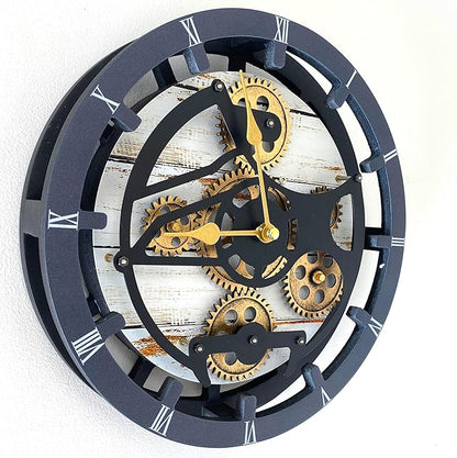 ImprovingLife The Gears Clock Desk Clock 10 inches with Real Moving Gears Convertible into Wall Clock (Desert Beige)