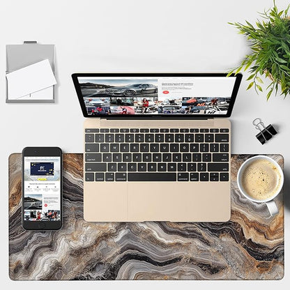 Large Mouse Pad Abstract Marble Gaming Desk Pad Computer Keyboard Non-Slip Waterproof Mouse Mat with Rubber Base and Stitched Edges Entertainment Office Writing Desk Mat 35.4 x 15.7 Inches
