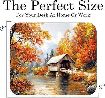 Fall Season Mouse Pad Mat Mousepad for Desk Computer Laptop PC Gaming Home or Office Gift (Bridge MP82)