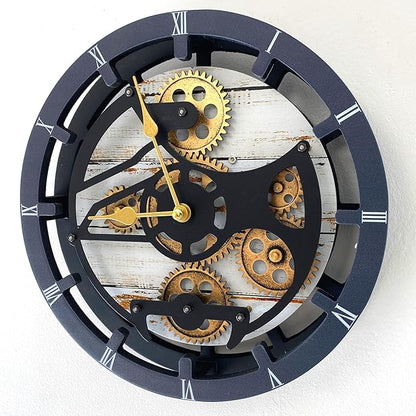 ImprovingLife The Gears Clock Desk Clock 10 inches with Real Moving Gears Convertible into Wall Clock (Desert Beige)