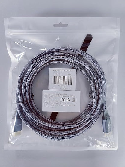 ARISKEEN 8K HDMI Cable 18 FT, 48Gbps High Speed HDMI 2.1 Cable, 8K 60Hz, 4K 120Hz 144Hz Braided HDMI Cord - 18 Feet