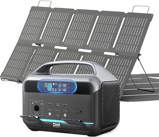 Solar Generator 600W (1200W Peak), Portable Power Station with 100W Solar Panel, 576Wh LFP Battery with AC & DC Outlets, 1.5Hour Fast Charging for Home & Emergency, Hurricane, CPAP