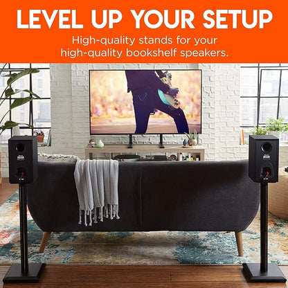 ECHOGEAR Premium Universal Floor Speaker Stands - Vibration-Absorbing MDF Design Works with Edifier, Polk, & Other Bookshelf Speakers Or Studio Monitors - Includes Sound Iso Pads & Carpet Spikes