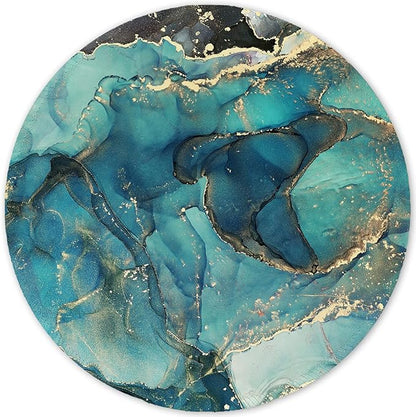 ITNRSIIET Round Mouse Pad with Stitched Edge Premium-Textured Waterproof Non-Slip Rubber Base Desktop Protection Mat Diameter 8.7 inches, Abstract Ink Tempera