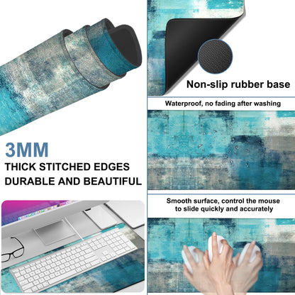 NITAHHHY Large Mouse Pad Creative Mosaic Gaming Desk Pad Computer Keyboard Non-Slip Waterproof Mouse Mat with Rubber Base and Stitched Edges Entertainment Office Writing Desk Mat 35.4 x 15.7 Inches