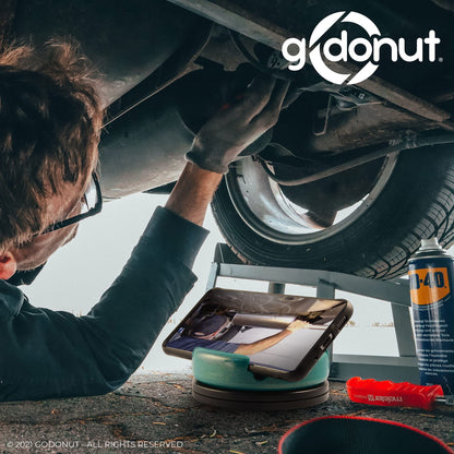 GoDonut 360 Swivel – Smartphone and Tablet Stand and Desk Organizer with 360 Degrees Device Rotation - Compact and Portable for Travel, Office and Home - Made in USA (Blue)