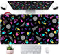 Anime Crow Kawaii Desk Mat Cute Retro Floral Mouse Pad Gaming Desk Pad XXL Large Desk Matt for Desktop Computer Mousepad, Laptop Keyboard Mouse Mat Office Decor Accessories for Women, 31.5x15.75 in