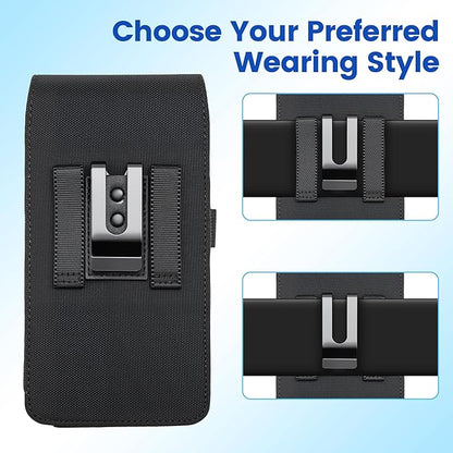 Mopaclle Extra Large Rugged Nylon Cell Phone Holster for Belt, Compatible with Galaxy S25 Ultra, S24 Ultra, Moto G Power, F16, A71 – Fits with Case On, Belt Holder for Outdoor Workers