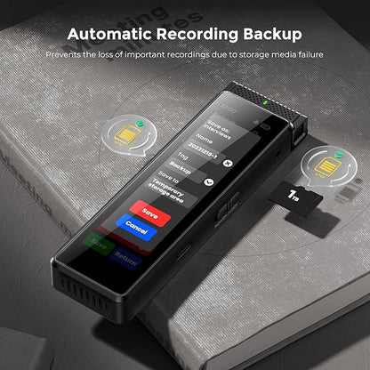 136GB Digital Voice Recorder with Playback, Innioasis R1 Full Touchscreen Voice Recorder with Bluetooth, Voice Activated Sound Audio Recorder Device with Mic (Black)