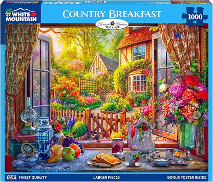 White Mountain Country Breakfast Puzzle 1000 Piece Vintage Jigsaw Puzzle for Adults and Families