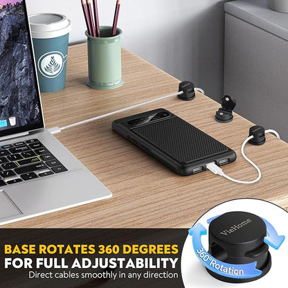 8 Pack Magnetic Cable Management Clips - Ideal Cord Holder for Nightstand, Desk, Charger Holder - Phone Cord Holder w/360 Rotation