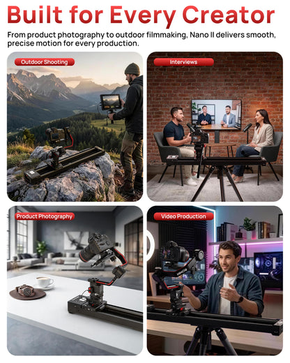 IFOOTAGE Shark Slider Nano II-660 Motorized Camera Slider (26 inch/66cm) – App & Touchscreen Control, AI Face Tracking, 360° Pan, DJI RS Compatible,7.7lb Payload, for Time Lapse & Video Production