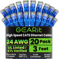 GEARit Cat6 Patch Cables Cat 6 Ethernet Cable 1 ft 20-Pack Purple