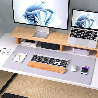 Aothia Large PU Leather Desk Pad Protector – Non-Slip Mouse Pad & Writing Mat for Office/Home, Waterproof, Easy to Clean (Soft Lavender, 23.6" x 13.7")