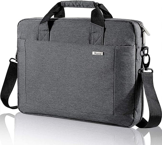 Voova Laptop Bag Case 17 17.3 Inch Computer Sleeve Messenger Bag with Shoulder Strap Expandable Waterproof Large Capacity Business Briefcase for Work Travel Fit 17-18” Laptop, Men Women, Gray