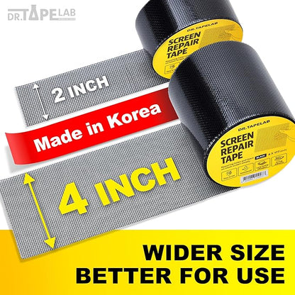 Grey Window Screen Repair Tape, 4 in X 15 FT, Screen Repair Kit for Windows or Doors, Strong Adhesive Patch Kit Fiberglass Mesh Tape