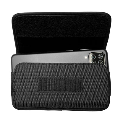 CELZEN Nylon Cell Phone Holster for Samsung Galaxy A23/A25/A26/S22/S23/S24/S25 Cricket Outlast 5g, icon 5,icon 6, Horizontal Case Canvas Waist Carrying Pouch with Belt Clip/Loops, Black