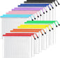 SUNEE Plastic Mesh Zipper Pouch 9x13 in (6 Colors, 18 Packs),Extra Large Water-Resistant Zip Bag for School Office Supplies, Puzzles & Games Organizing Storage