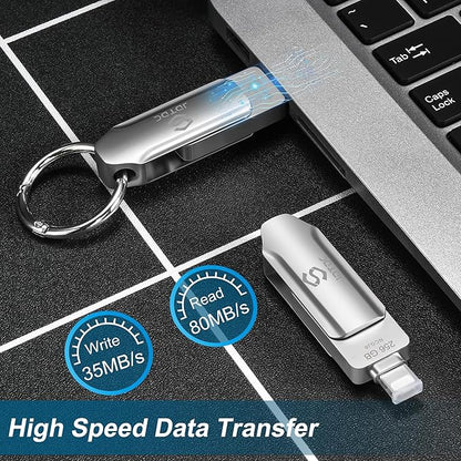 Apple MFi Certified 512GB Photo-Stick-iPhone 16/15/14/13 Memory Flash-Drive-Photo-Stick iPad Lightning USB C Flash Drive Android Photo-Stick iPhone-USB-Drive iPhone-Photo-Transfer-Stick iPhone-Storage