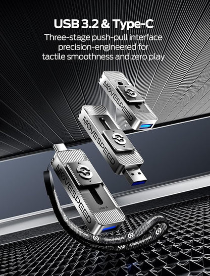 MOVE SPEED 1TB Solid State Drives with Dual Ports & Push-Pull Design — 560MB/s Read Speed, Type C + USB 3.2 Drive Portable ssd for iPhone 15/16/17/Android/Mac