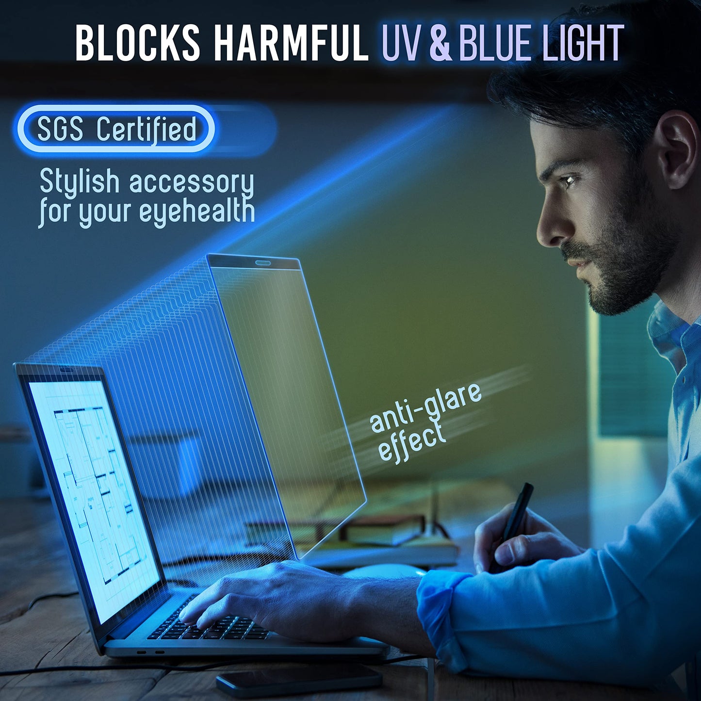 VINTEZ Magnetic Blue Light Screen Protector Compatible With MacBook Pro 13" 2016, 2017, 2018, 2019, 2020, 2021, 2022, 2023, M1, M2 Anti Blue Light Blocking Filter for Laptop