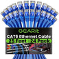 GEARit Cat 6 Ethernet Cable Pack - 24-Pack 25 ft Cat6 Ethernet Patch Cables | RJ45 Network Patch Cable, 10 Gbps Snagless Gold-Plated Connectors - Ethernet Cable Cat 6 for PC, TV, Router - Blue