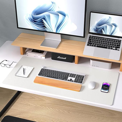 Aothia Leather Desk Pad Protector, Mouse Pad, Office Desk Mat, Non-Slip PU Leather Desk Blotter, Laptop Desk Pad, Waterproof Desk Writing Pad for Office and Home (Off-White,31.5" x 15.7")
