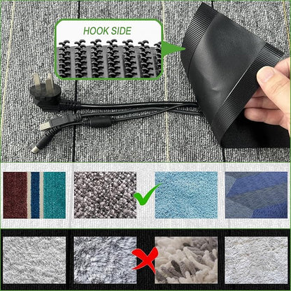 Floor Cable Covers - 20ft Oxford Fabric Cord Protector with Adhesive Hook & Loop,Waterproof Wire Storage Sleeve for Any Floor Surface,Durable Cable Management to Prevent Tripping Hazards (Black, 20ft)
