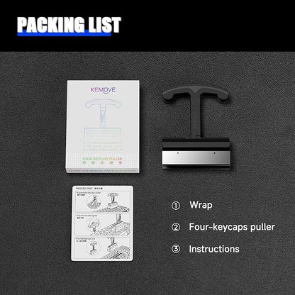 KEMOVE P11 4-Key Keycap Puller - Custom Gaming Mechanical Keyboard Cleaning and Removal Tool, Made with PC and 420 High-Carbon Stainless Steel, Suitable for Standard Layout Keyboards(Black)