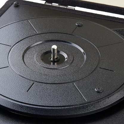 Amazon Basics Portable Suitcase Vinyl Turntable Record Player with Built-in Speakers and Bluetooth, Supports 3-Speed, Black