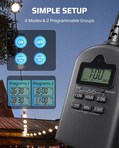 DEWENWILS Outdoor Digital Timer for Lights，ETL Listed