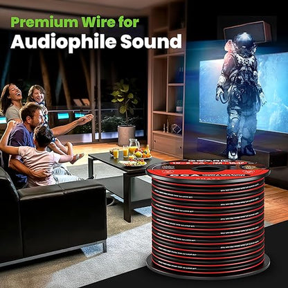 GEARit Speaker Wire 14 Gauge, Speaker Cable 100ft for Car Audio, Home Theater, CCA(Black)